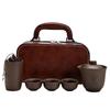 Conjunto de Chá de Viagem Areia Roxa Traje para Exterior Bolsa de Couro Uma Bule Três Xícaras Bule Conjunto Completo de Cerâmica Presente de Acompanhamento Presente Personalização
