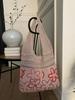 Bolsa de Punto Hueca de Lana Vintage Bolsa de Mano con Flores Bolso de Hombro para Mujer de Nicho Todo Fósforo Bolso Tejido de Lana Bolso de Mano