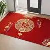 Tapete de chão para casamento em vermelho, veludo de cristal doméstico, absorvente de água e antiderrapante, adequado para quarto, sala de estar, hall de entrada e porta de entrada