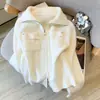 Suéter Cardigan Feminino Estilo Old Money, Casaco Curto Casual com Zíper Duplo de Designer, Branco, Tamanho Único, Cinza, Damasco, Outras Cores