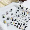Adesivos Fofos de Gatinho para Unhas Populares Transfronteiriços Ins Grafite Preto e Branco Cabeça de Gato de Olhos Grandes Pata de Gato Adesivos de Unha DIY