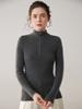 Estilo Sencillo y Lujoso, Ajuste Ceñido, Suéter de Cachemira con Media Cremallera, Tejido de Punto con Cuello Alto, Suéter Elegante de Color Sólido para Mujer