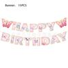 Conjunto Descartável de Louça Flor Rosa Borboleta Decoração de Festa de Aniversário Festa de Feriado Bandeja de Papel Copo de Papel Suporte para Cupcake