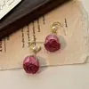 Pendientes Originales de Perla y Flor para Mujer Retro Elegantes Largos con Borla Super Hada Rosados de Rosa