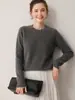 Suéter de cachemira 100% pura, suave y amigable con la piel, para mujer, suéter de cuello redondo de moda, capa base de punto grueso