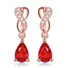 Pendientes de diamantes de estilo barroco de corte largo con forma de pera, pendientes de diamantes rojos y azules, pendientes de celebridades de Internet.