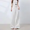 Calça Jeans Marrom Estilo Americano de Cintura Baixa com Costura Branca Contrastante, Algodão Puro, Emagrecedora, Calça Casual Versátil, Suporta Dropshipping