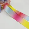 Fita Colorida Arco-Íris de 2,5cm com Impressão Dupla Face e Fita de Poliéster com Borda Dourada para Laços Embalagem de Presente Acessórios Manuais DIY