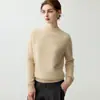 Suéter Bai Cai Rong Estilo Simples 100% Caxemira Gola Semifechada Tricô Camada Base Sem Costura Elegante Suéter de Temperamento