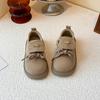 Zapatos Birkenstock Maillard para Niñas Otoño e Invierno 2025 Nuevos Planos de Suela Suave Antideslizantes Mocasines Retro Zapatos Pequeños de Cuero para Niños