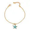 Tobillera con Colgante de Estrella de Mar Imitación Perla, Cadena de Tobillo de Acero Inoxidable, Joyería Sencilla de Uso Diario de Nicho, 2024 Europea y Americana Transfronteriza