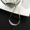 Collar de Acero de Titanio Xiyu Colgante de Frijol de Acacia Cadena para el Cuello Cadena para Clavícula Celebridad de Internet Joyería Simple Versátil Venta al por Mayor