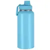 Garrafa de água térmica de aço inoxidável 304 estilo europeu e americano transfronteiriça de grande capacidade 32oz com alça e canudo, perfeita para esportes e viagens
