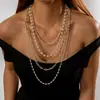 Collar de Perlas de Imitación Multicapa de Moda Europea y Americana, Collar Retro Francés de Perlas Grandes y Pequeñas Estilo Barroco de Gama Alta para Mujeres