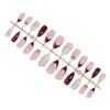 24 piezas de uñas postizas nuevas de estilo francés vintage con puntos burdeos y forma de almendra, para pegar