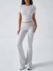 Di Yun Ropa de Mujer Europea y Americana Transfronteriza Amazon 2026 Primavera/Verano Comercio Exterior Casual Color Sólido Ajuste Delgado Manga Corta Pantalones Largos Conjunto