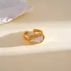 Anel oval de resina único estilo europeu e americano banhado a ouro real 18k, anel de dedo indicador simples de alta qualidade de nicho transfronteiriço para mulheres