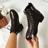 Comercio electrónico transfronterizo, talla grande, nueva colección otoño/invierno 2026, botines estilo Martin con tacón grueso, moda británica para mujer, cremallera lateral, con cordones