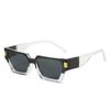 Gafas de Sol de Montura Cuadrada Estilo Europeo y Americano Gafas Cuadradas Simples de Color Contrastante Gafas de Sol Personalizadas con Remaches Transfronterizas