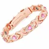 Pulsera Magnética Popular Redonda de Diamantes Completos Transfronteriza Moda Europea y Americana Cierre de una Sola Fila Pulsera Magnética Antiestática para Mujer en Stock