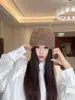 Chapéu de Crochê Vazado Estilo Coreano Popular Transfronteiriço para Mulheres, Chapéu Quente Versátil para Outono e Inverno Que Faz o Rosto Parecer Menor, Gorro, Chapéu de Lã Slouchy