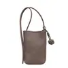Bolsa de telefone em couro macio para mulheres, bolsa pequena transversal, novo modelo 2026, estilo vertical com bola trançada, porta-moedas macio, mini bolsa, novo modelo