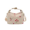 Moda de Verão 2025 Bolsa Concha Transversal de Um Ombro com Estampa de Cereja Bolsa Quadrada Pequena da Moda de Grande Capacidade