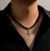 Amazon Transfronterizo Popular Diseño de Moda Collar con Colgante Cruzado de Dos Tonos Cadena de Clip de Papel Joyería