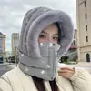 Chapéu Lei Feng Feminino Inverno Gola Térmica Integrada Versátil Aconchegante Pulôver Cobertura Facial À Prova de Vento Ciclismo Vento do Nordeste Chapéu de Neve Masculino