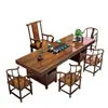 Juego Grande de Mesa de Té y Sillas de Madera Maciza, Una Mesa y Cinco Sillas, Mesa de Té de Estilo Chino Nuevo, Adecuado para Oficina o Uso en Casa, Estación para Preparar Té