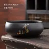 Cerámica Negra Lavado de Té Cerámica Gruesa Grande y Pequeño Lavado de Agua Tazas de Té Lavado de Pinceles Cenicero para Lavar Maceta Accesorios para Juego de Té Kung Fu