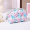 Bolsa de Maquillaje con Lentejuelas de Flores para Viaje Cosméticos Pu Almacenamiento Bolsa Semicírculo Clutch para Viaje de Negocios Neceser Esencial de Moda