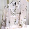 Pijama de Seda de Loro Nuevo para Mujer Primavera y Otoño Seda de Morera Manga Larga Traje para Casa Conjunto de Dos Piezas para Verano