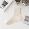 Calcetines de Algodón Antibacteriano 5A Calcetines para Mujer Primavera y Verano Estilo Japonés Calcetines Blancos Color Puro Desodorante Casual Deportes Media Caña