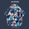 Camisa de Flores de Marca de Moda de Verano Camisa Hawaiana de Manga Corta de Moda para Hombre Top Casual Delgado para Adolescentes Ropa de Pareja