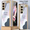 Adecuado para Funda de Teléfono Móvil Samsung W24 Transfronteriza Vidrio Electrochapado Plegable5 Funda de Teléfono Móvil con Forma de Corazón Creativa de Gama Alta para Mujeres