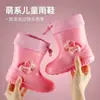Botas de Lluvia Impermeables Lindas para Niñas, Botas de Lluvia Antideslizantes de Suela Suave para Niños Pequeños y Medianos, Zapatos Impermeables con Forro de Felpa, Zapatos de Goma para Niños