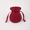 Bolsa de Veludo com Cordão Dupla Face em Estoque Anti-Arranhões para Joias Logotipo Personalizado