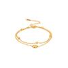 Joyería de Regalo Más Vendida Transfronteriza para Niñas, Elegante y a la Moda Pulsera de Doble Capa Cortada con Láser, Trébol de Cuatro Hojas de Acero Inoxidable