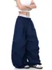 Pantalones Paracaidistas Retro Americanos de Nicho Rojo para Hombres y Mujeres, Estilo Perezoso Holgado con Cordón de Verano, Pantalones de Pierna Ancha Largos hasta el Suelo