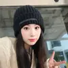 Gorro de otoño e invierno para mujer con circunferencia de cabeza grande, estilo coreano, versátil y moderno, gorro de punto holgado y cálido