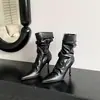 Botas Blancas Elegantes de Punta con Volantes para Mujer 2026 Tendencia Elegantes Otoño/Invierno Botas de Media Caña de Tacón Alto Plisadas Botas Cortas Hot Girl