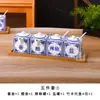 Tarro de porcelana azul y blanco para condimentos mesa de restaurante LOGOTIPO tarro para chiles portapalillos olla para vinagre olla para salsas portapalillos bandeja