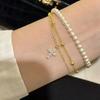 Pulsera Explosiva Europea y Americana de Doble Capa Cruzada Moda de Lujo Ligero Diseño con Circonitas Incrustadas Moda Versátil de Alta Gama