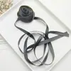 Nuevo Collar de Satén Rosa Francés, Atmósfera Retro, Cinta de Flor, Collar de Correa Trenzada para el Cabello DIY