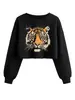 Amazon eBay tienda independiente moderno y elegante para mujer europeo y americano cabeza de tigre colorido holgado corto crop top sudadera