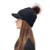 2023 AliExpress nuevo gorro de punto con borde de cuadros grandes para curling con pompón Amazon Moda gorro cálido de lana