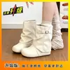 Solado macio com saia mostra silhueta fina e aumenta a altura Botas curtas estilo coreano com pernas estreitas Botas versáteis retrô francesas com sola grossa Lançamento Outono 2025