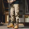 Pantalones de trabajo para hombre estilo motociclista de comercio exterior transfronterizo, pantalones jogger ajustados para primavera y otoño, pantalones casuales retro de múltiples bolsillos para hombre