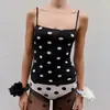 Camisola de Verano Estilo Americano con Estampado de Lunares Espalda Descubierta Top sin Mangas de Moda Casual Versátil Sexy Chica Atrevida Top de Verano High Street
